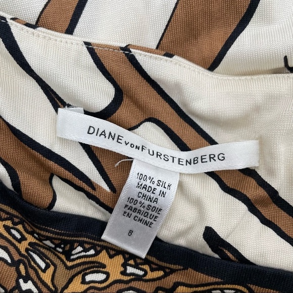 Diane Von Furstenberg SILK Brown and White Dress - Picture 8 of 8